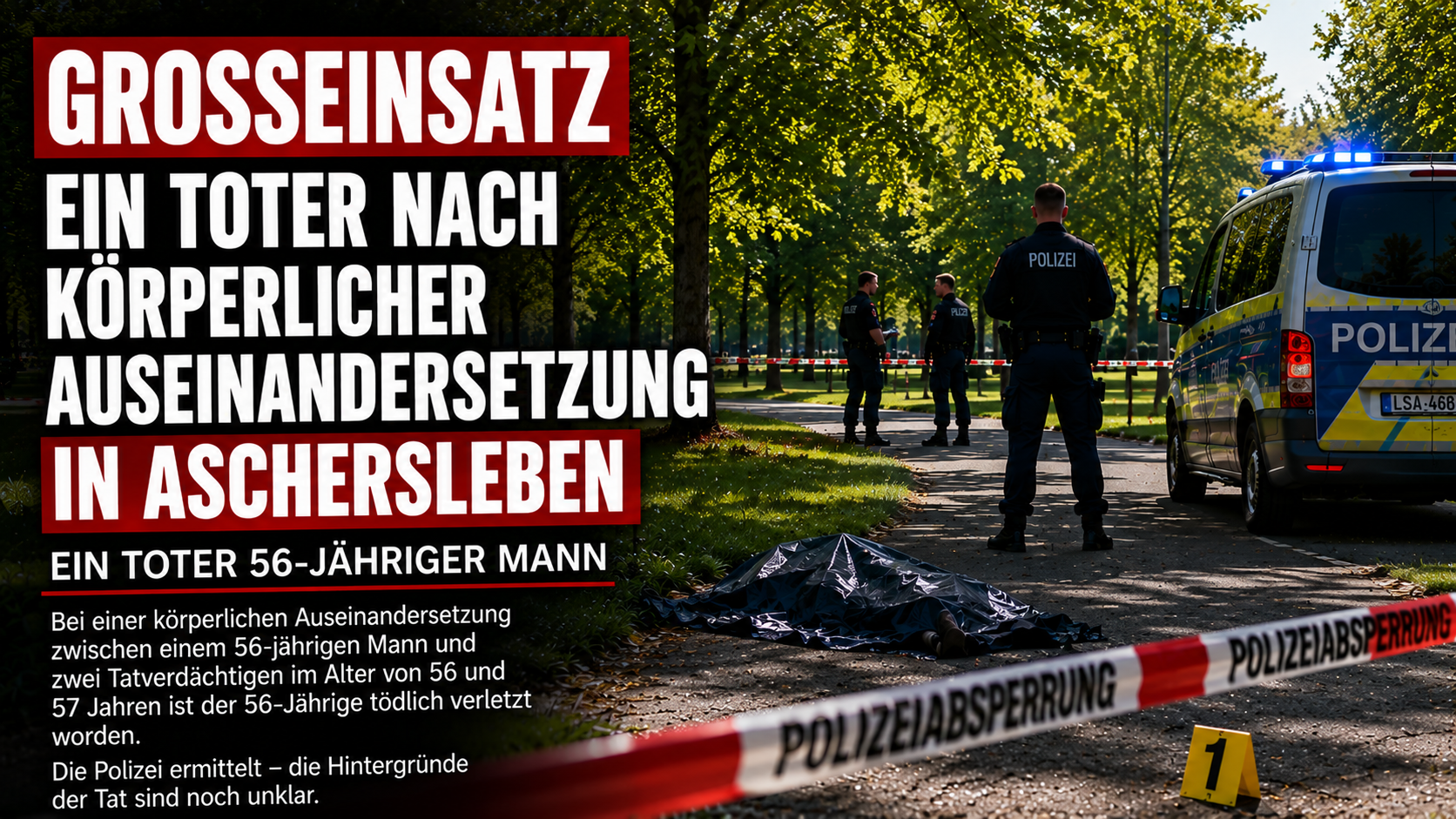 Großeinsatz in Aschersleben: Eine Person tödlich verletzt