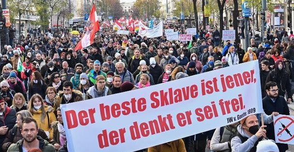 Протресты против обязательной вакцинации в Вене