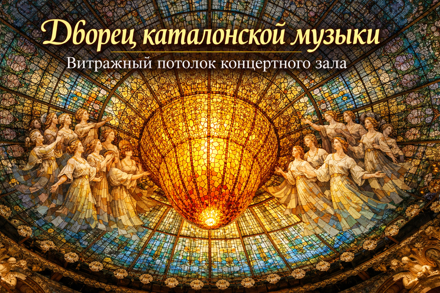 Дворец каталонской музыки — витражный потолок концертного зала