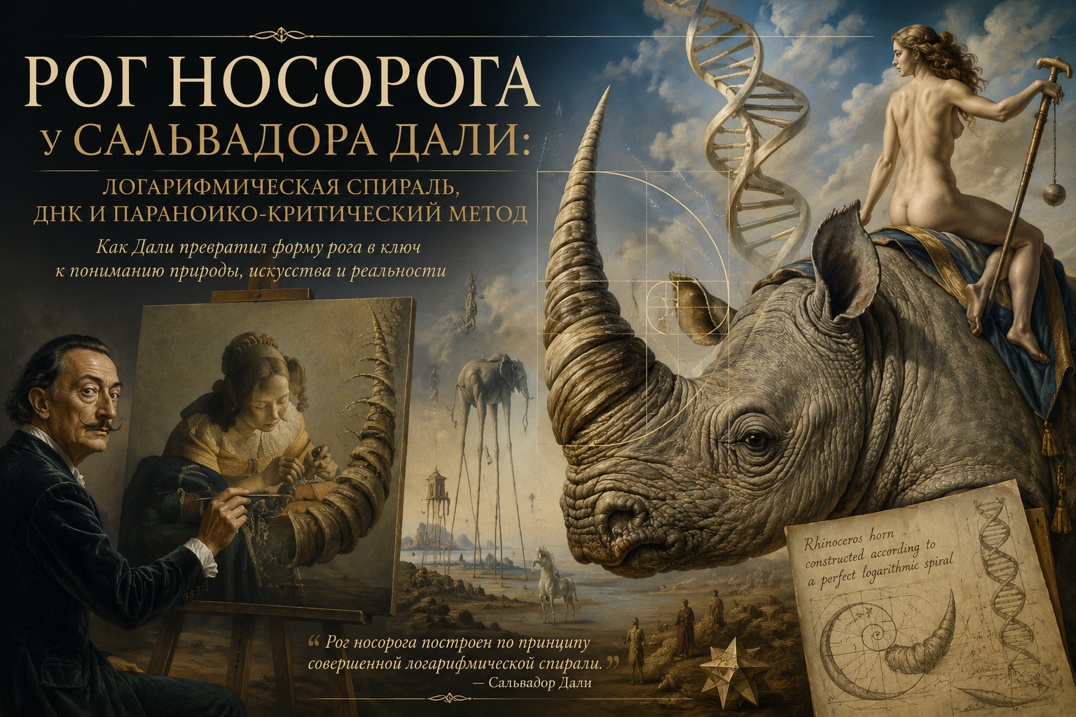 Рог носорога у Сальвадора Дали: логарифмическая спираль, ДНК и параноико-критический метод