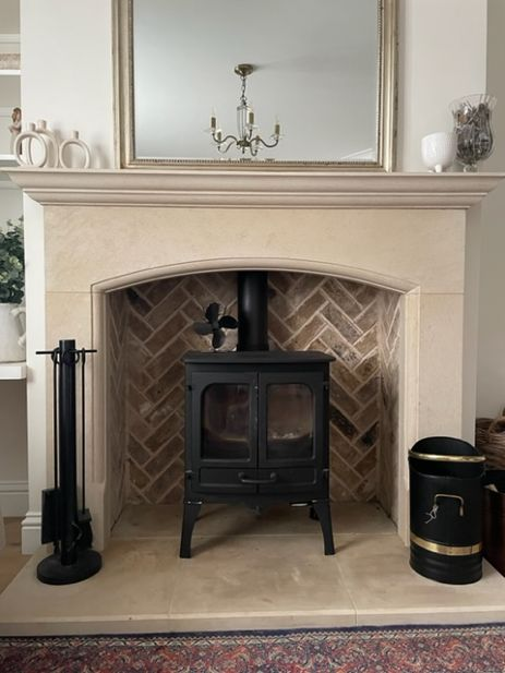 London Weathered Yellow Fireplace Chamber in Herringbone pattern