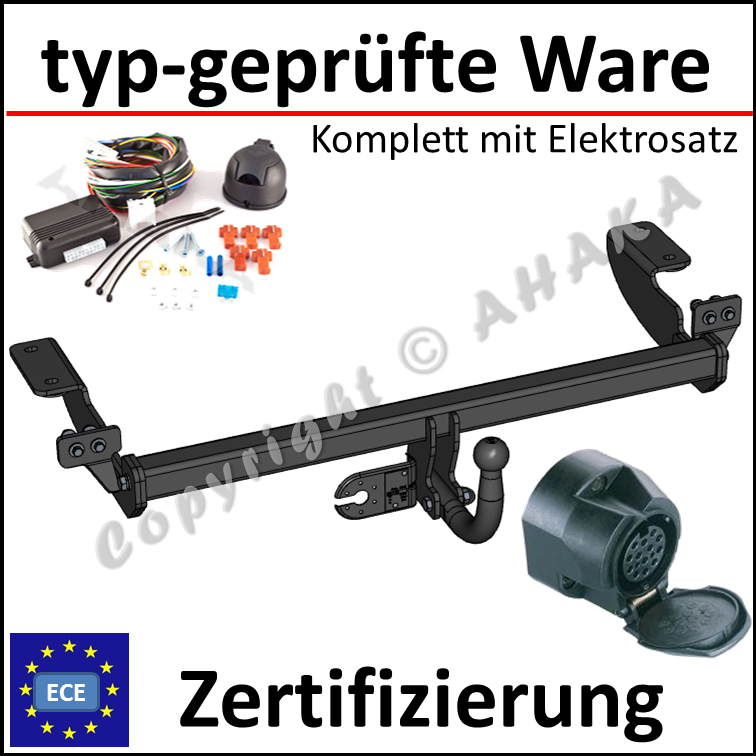 Anhängerkupplung für Nissan QASHQAI [(J10)] 2007, 2008, 2009, 2010, 2011,  2012, 2013, 2014, horizontal abnehmbar Elektrosatz ohne Elektrosatz