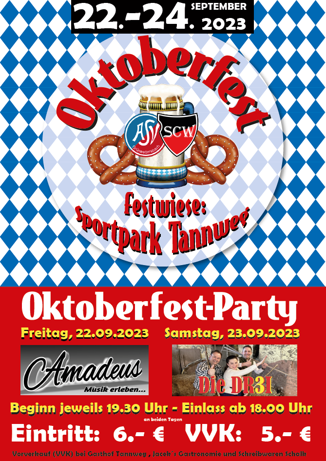 Erstes Oktoberfest des ASC Grünwettersbach vom 22.09.-24.09.2023 - Ticketvorverkauf hat begonnen
