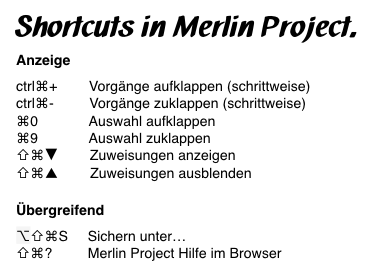 Shortcuts in Merlin Project