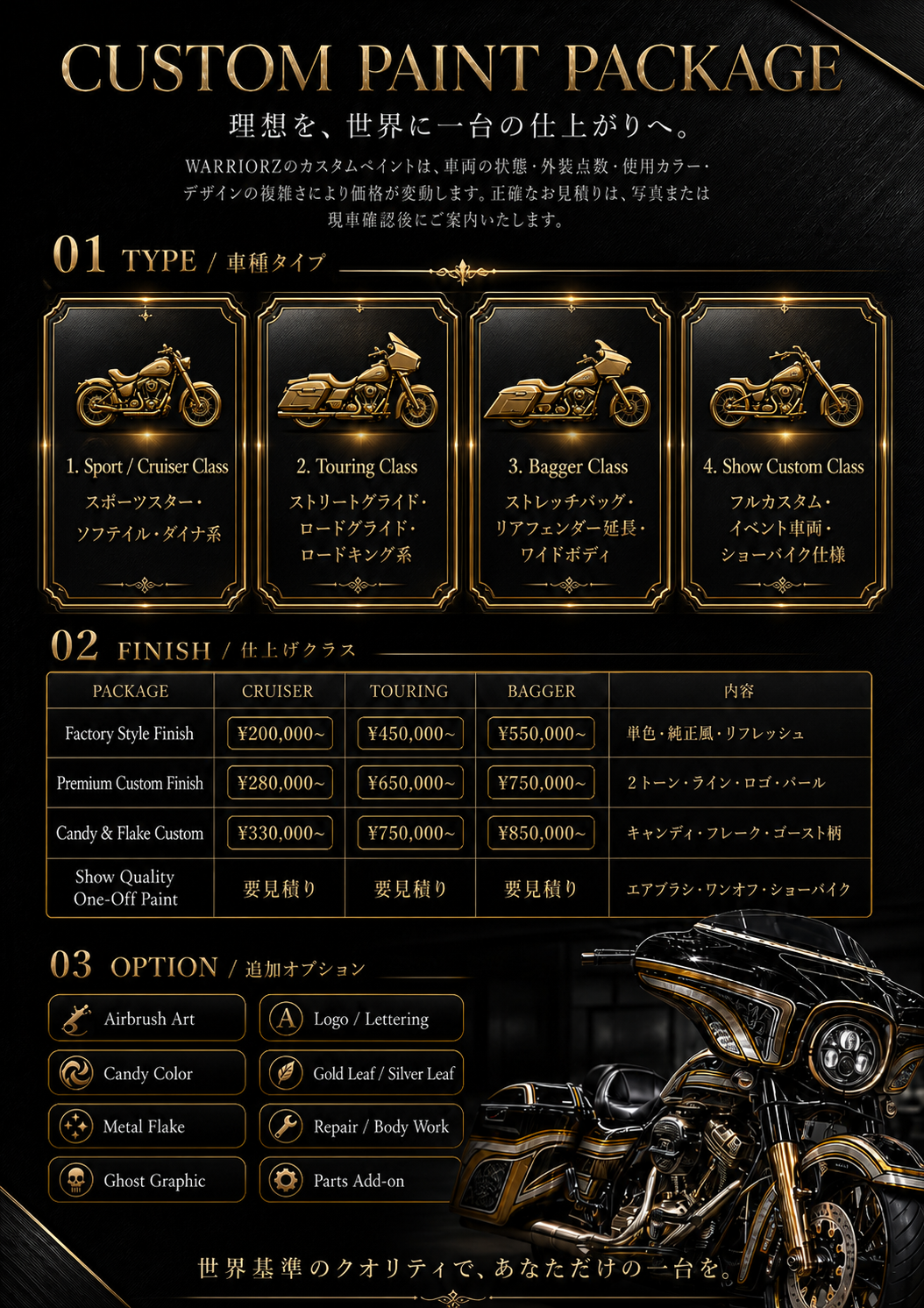 カスタムペイントハーレー,ハーレーダビッドソン塗装料金