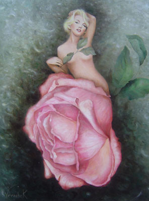 Marylin en rose - Huile sur toile - 40 x 50 cm