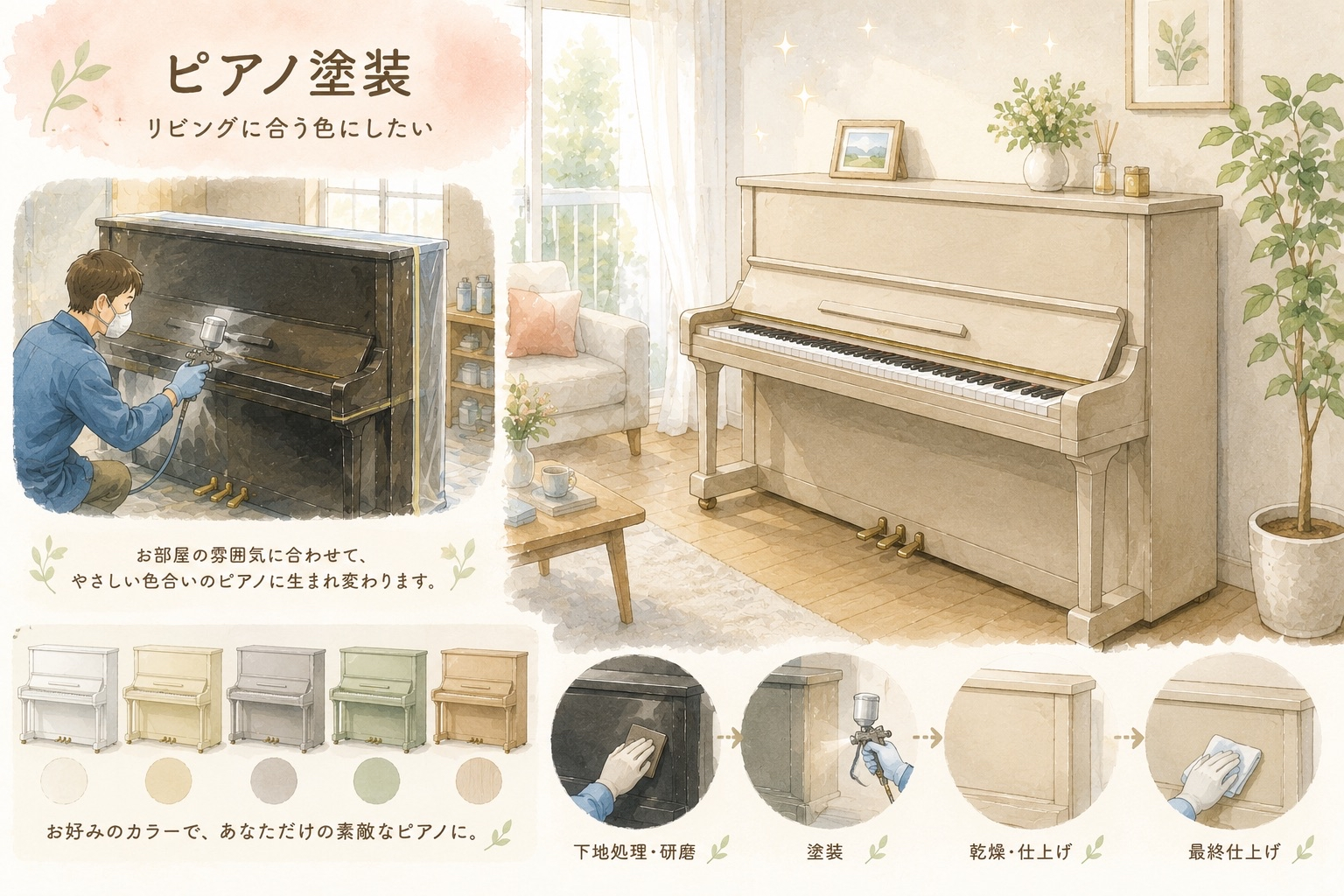 ピアノの塗装