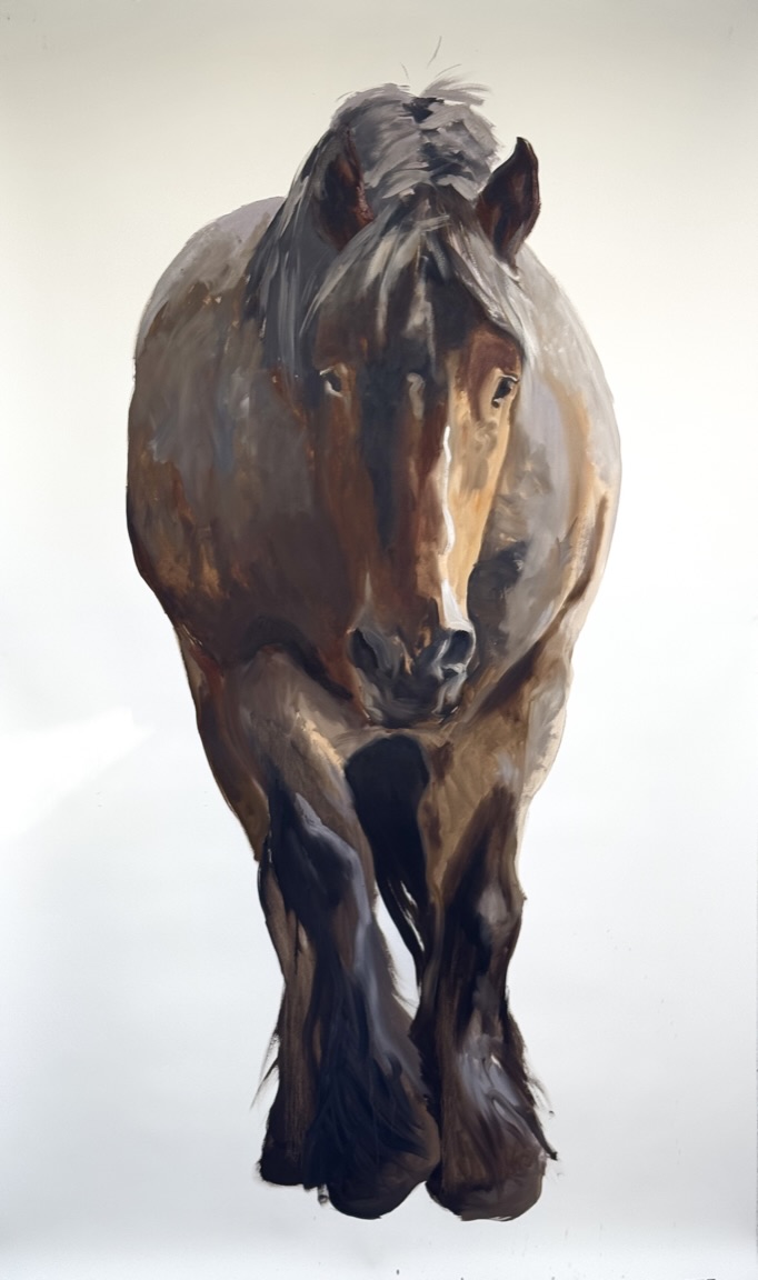 Trekpaard, oil on paper 220x130cm, sold