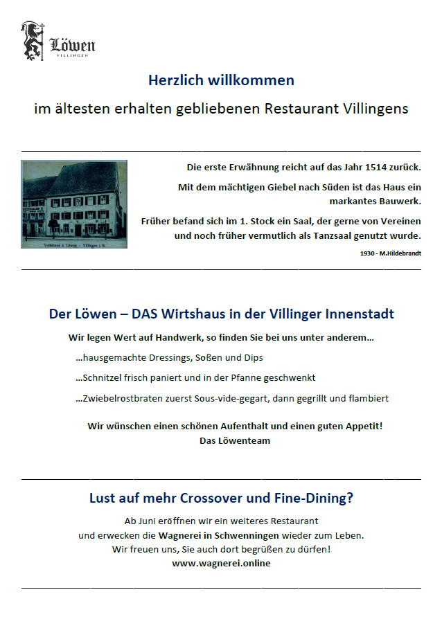 Gasthaus Löwen, Villingen, Villingen-Schwenningen, Innenstadt, Georg Hildebrandt, Tschortsches Room, Wirtshaus, Restaurant