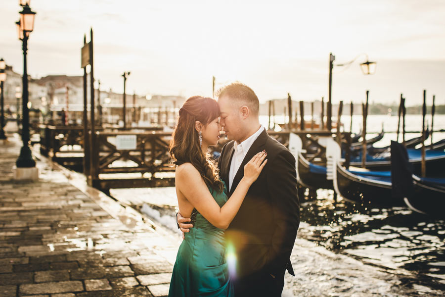 Sunrise over Venice with the couple in the foreground