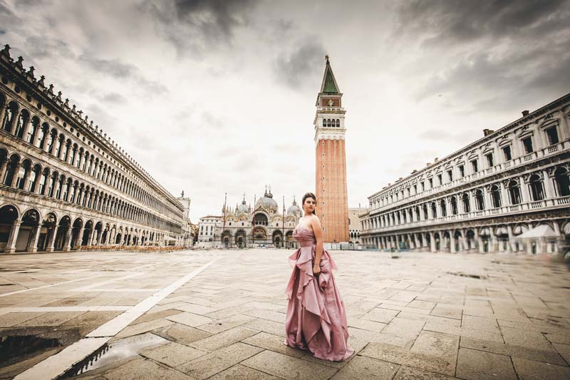 Editorial-style Quinceañera portrait by CB Photographer Venice at a quiet canal