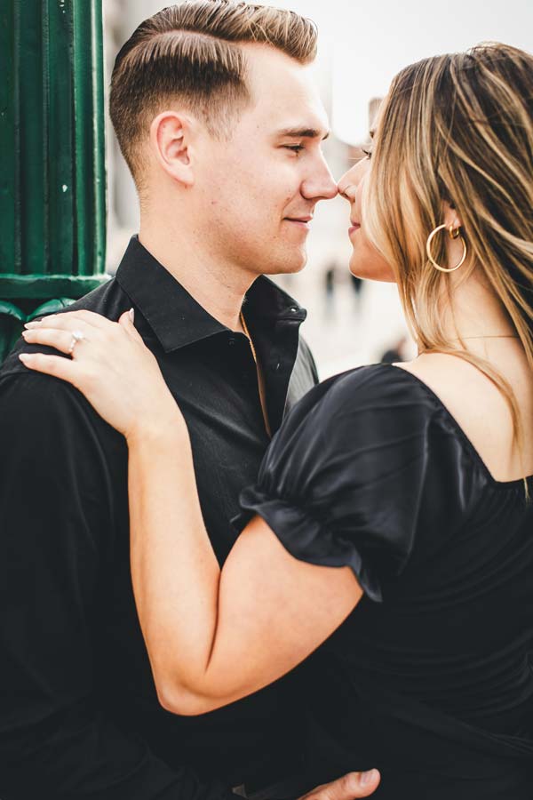 Lovers embracing near the Salute Church at sunset