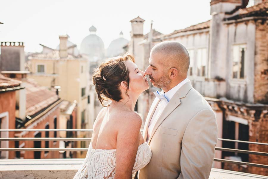 Elegant elopement ceremony setup overlooking the Venetian canals