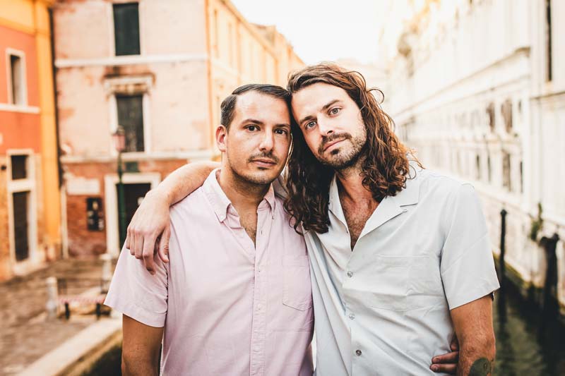 Venice engagement photographer captures an LGBTQ+ couple embracing