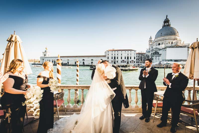 Venetian elopement with Grand Canal reflections at Gritti Palace