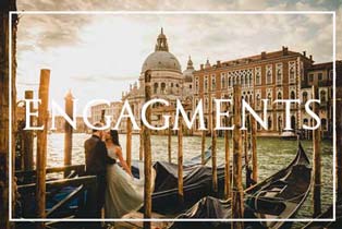 Professional photographer in Venice photographing a couple in a hidden Venetian location.
