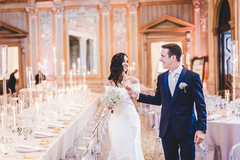 Candid photo of the couple laughing