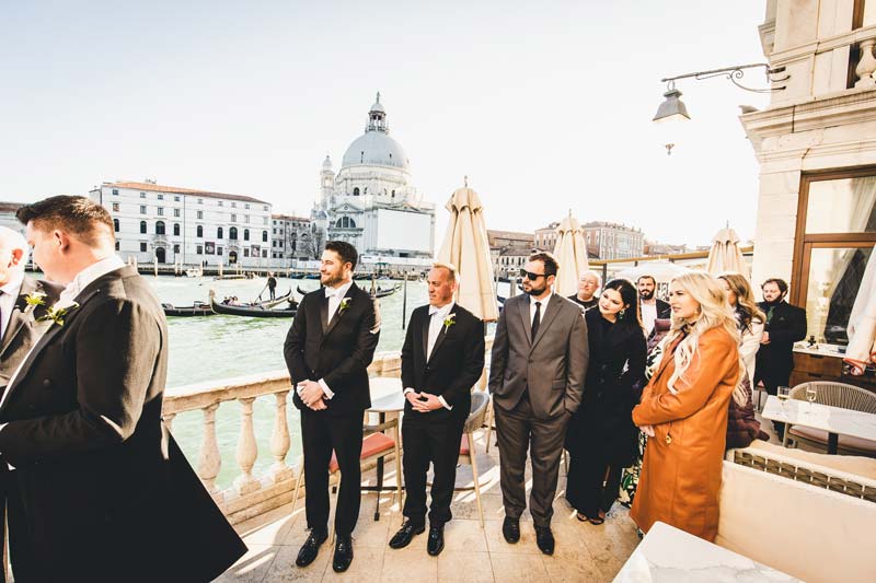 Couple celebrating their elopement at Gritti Palace Venice