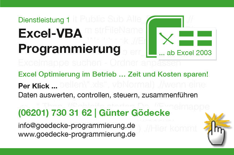 Bild: Visitenkarte Excel-VBA-Programmierung