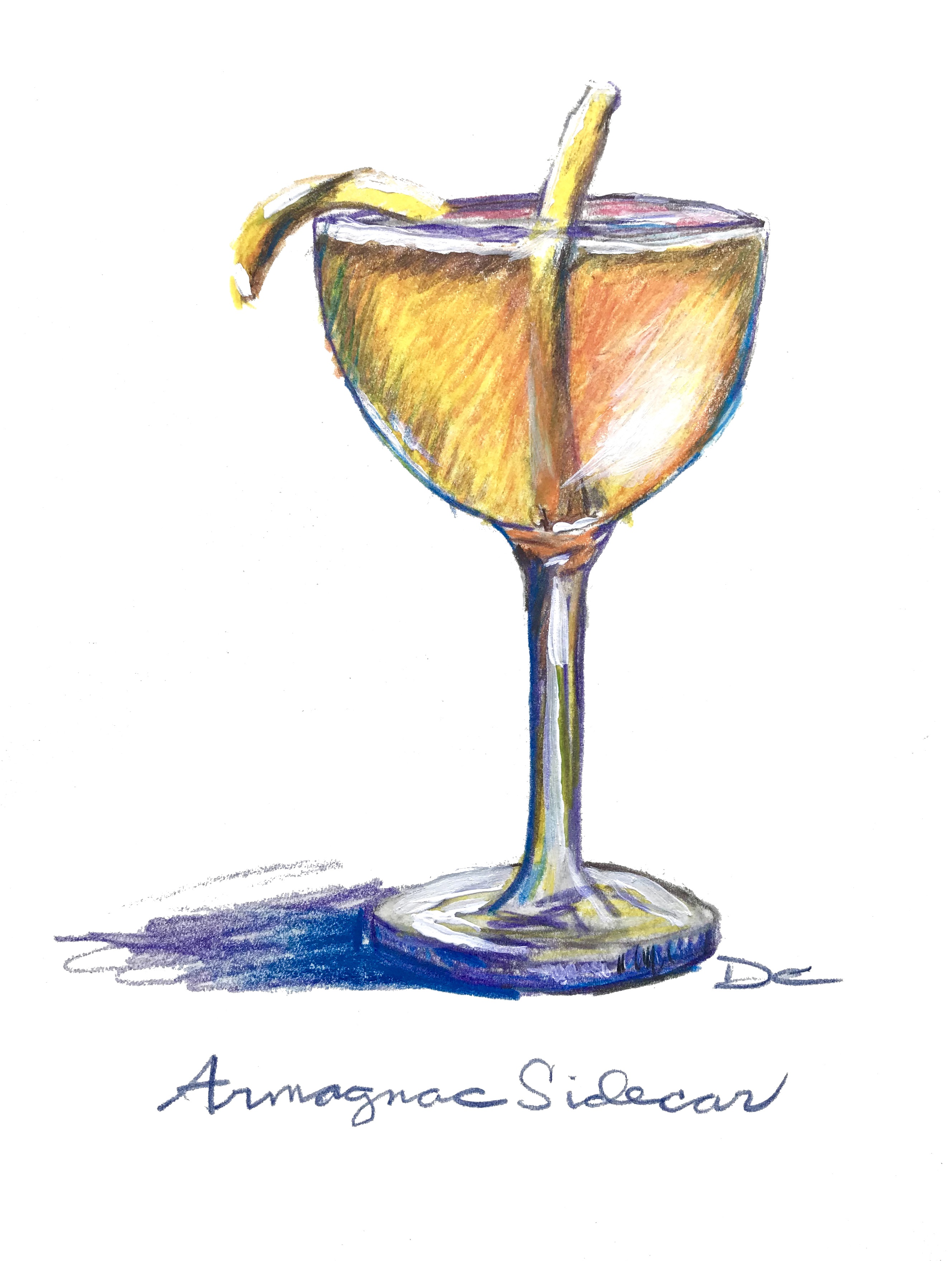 Armagnac Sidecar with Marie Duffau Bas Armagnac, Cointreau, fresh lemon juice