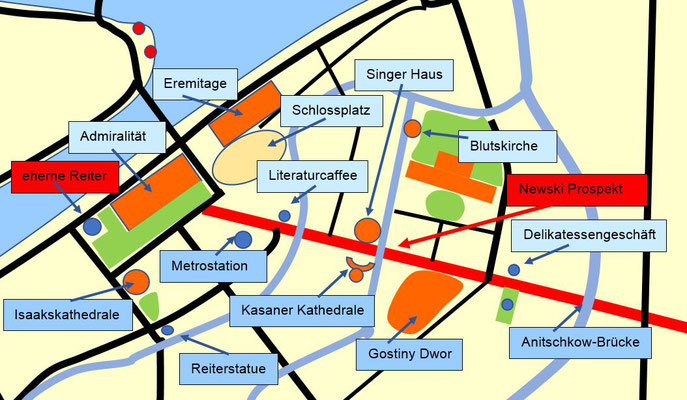 Newski Prospekt mit Sehenswürdigkeiten