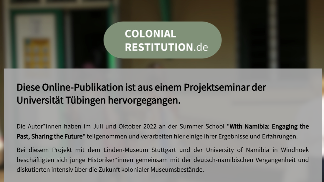 Digitale Geschichtsvermittlung: colonialrestitution.de