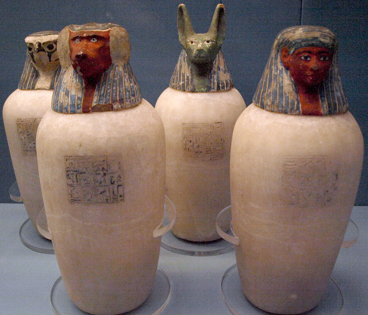 4 Canopic Jars with Inscriptions