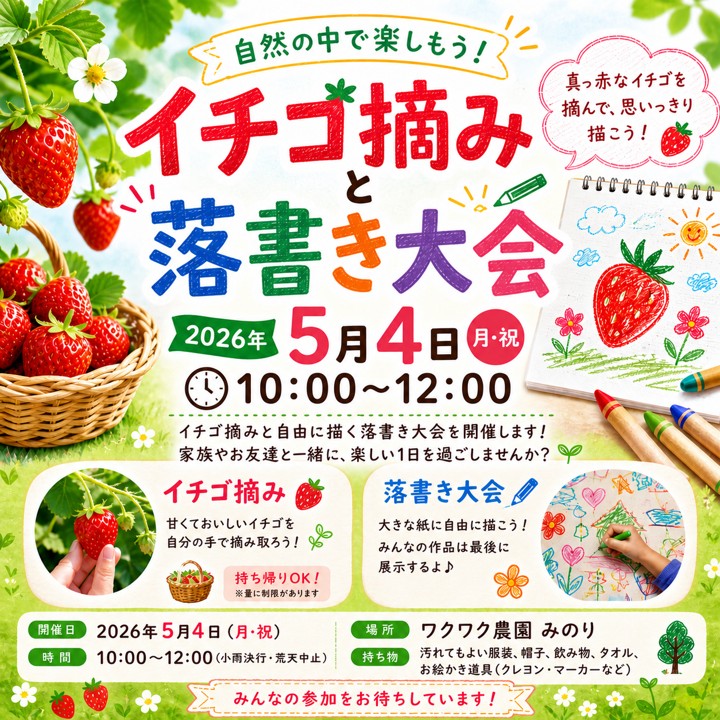 落書き大会＆イチゴ摘み