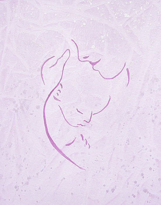 Girl aquarel Art met zilver effect