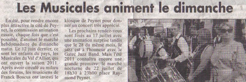 Animation du marché durant l'été 2011 à Brassac-les-Mines. Article de La Ruche.