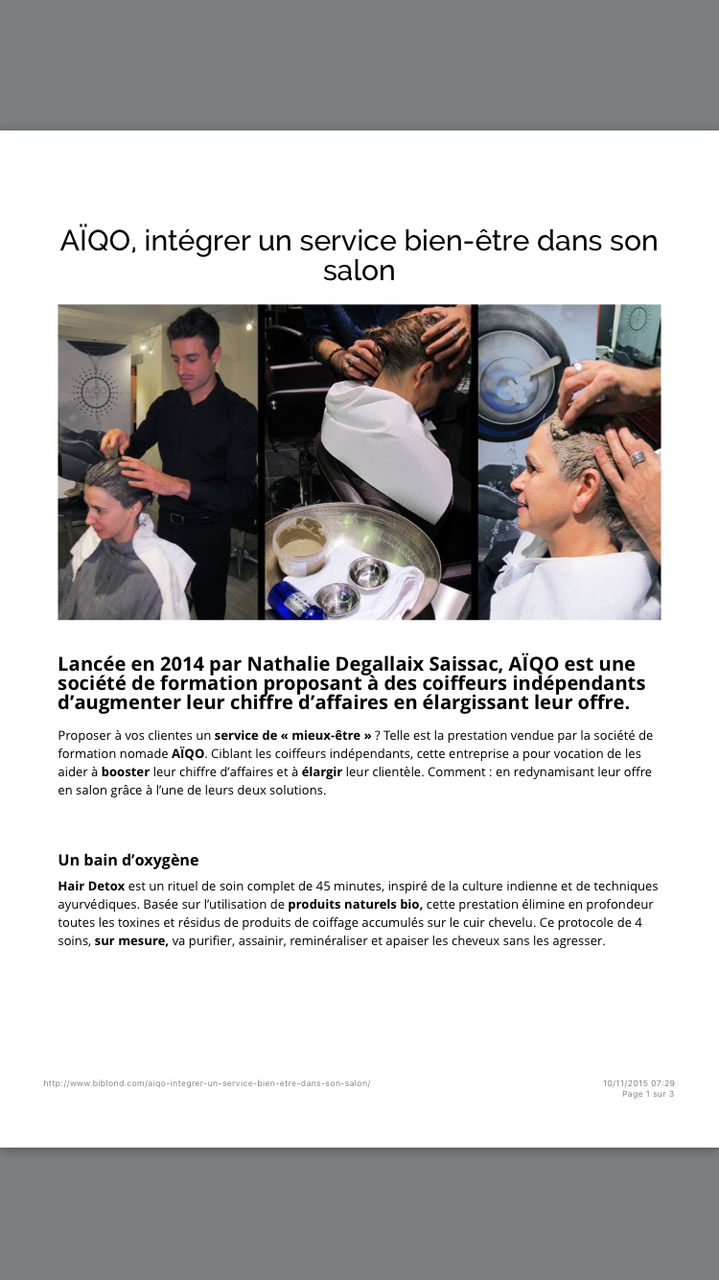 MAG BIBLOND Décembre 2015 Présentation du Concept AÏQO 