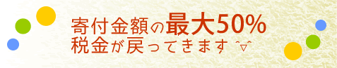 寄付金額の最大50％、税金が戻ってきます