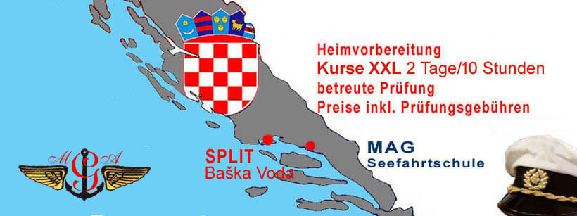Bootsführerschein & Yachtführerschein Boat Skipper B Commercial XXL Kurs in Baska Voda, Prüfung im Hafenamt Split