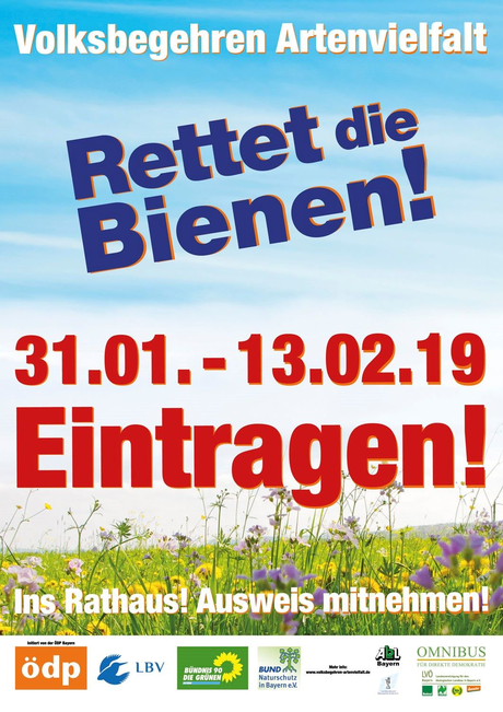 Plakat zum Volksbegehren Artenvielfalt