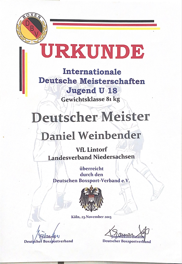 Urkunde deutsches Meister