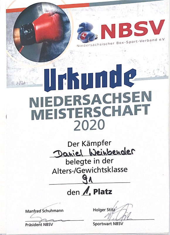 Meisterschaft Urkunde 2020