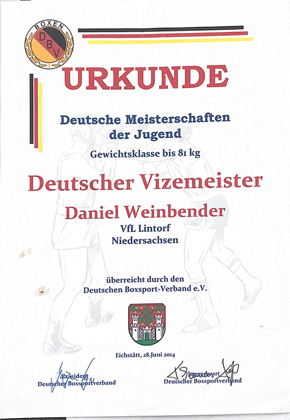 Urkunde Viezemeister