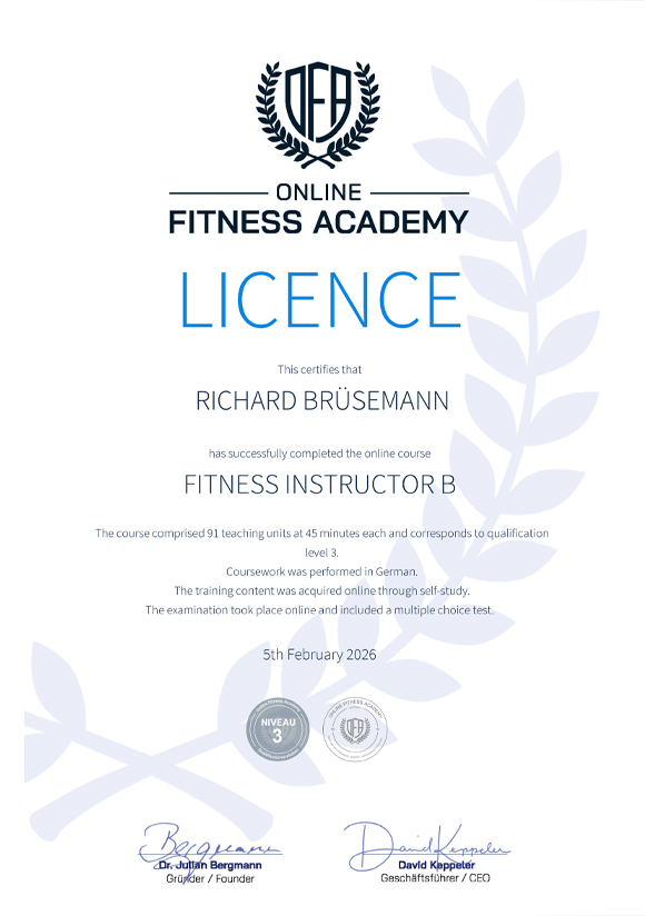 Trainer-Lizenz Fitness Academy Fitnesstrainer B 