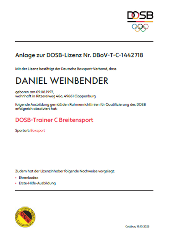 Daniel - Box Lizenz 2 - Trainer Boxsport