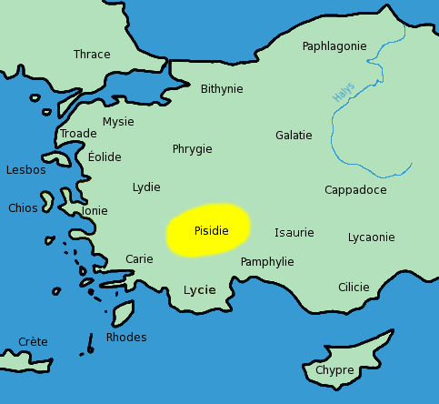 La Pisidie région de Turquie aujourd'hui - cl.wikipedia