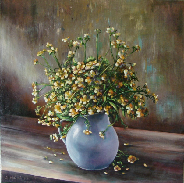 painting "Bouquet."2014 Canvas/oil, 19.7 W x 19.7 H(50 x 50 сentimeters)