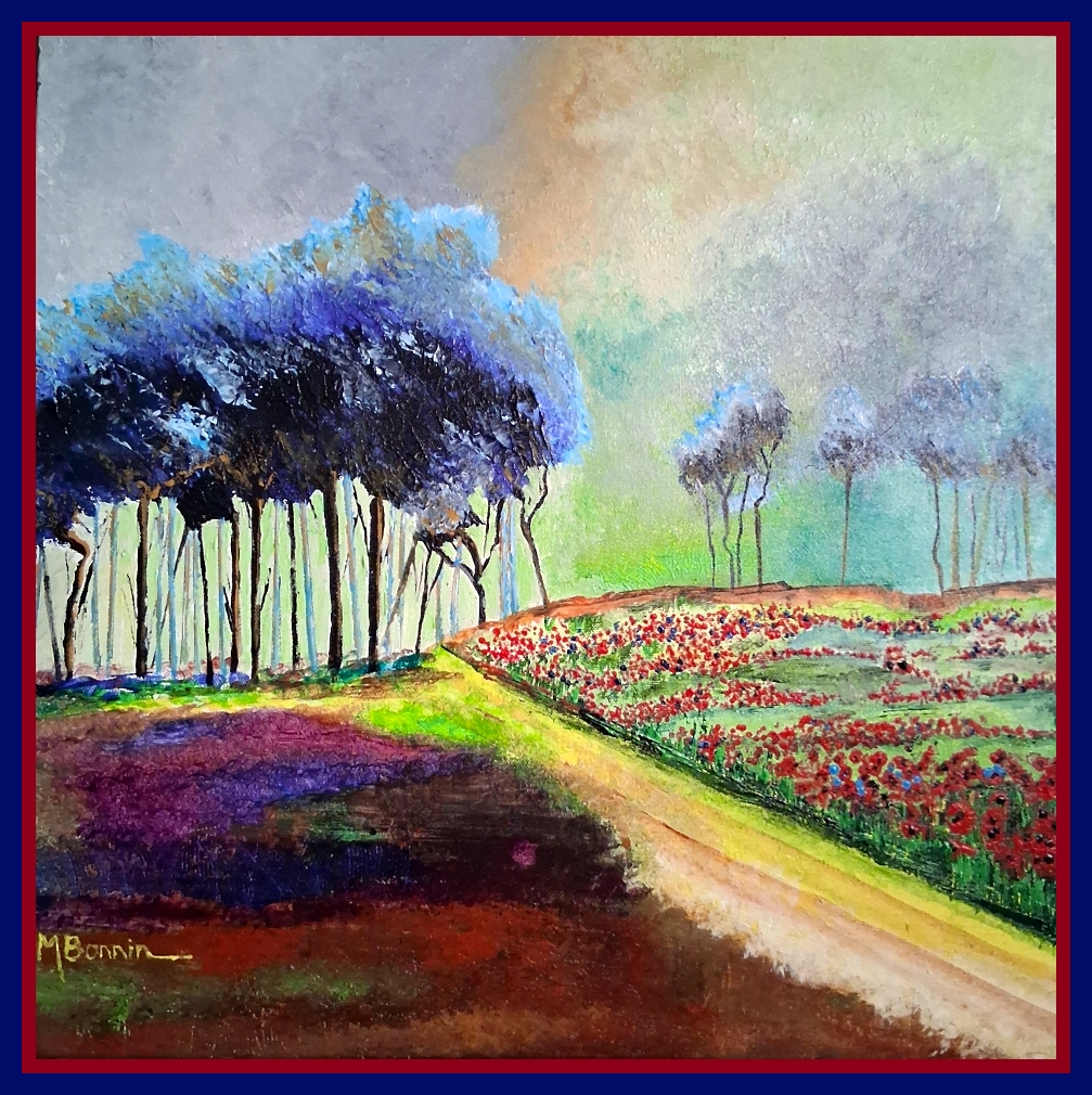 La forêt indigo - Acrylique sur toile - 50 x 50cm - Prix : 150 euros