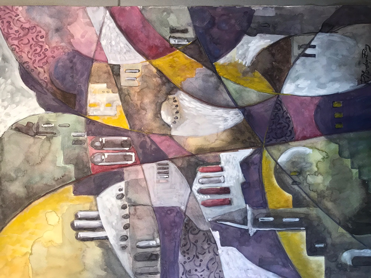 Composition I, Aquarell,45 x 38 cm, 2021 -Preis auf Anfrage