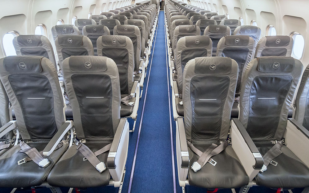 The leather seats of Lufthansa are cleaned and maintained with the product Golden Bull Readymix for aircraft leather produced by the Golden Bull GmbH.