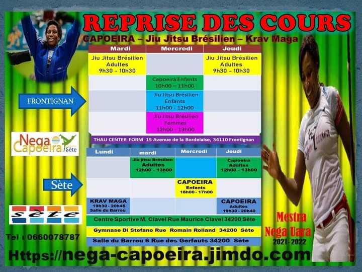 Nega cours Capoeira 2021 - 2022 Capoeira et Jui Jitsu brésilien Sète Frontignan, Nega capoeira enfants et adultes
