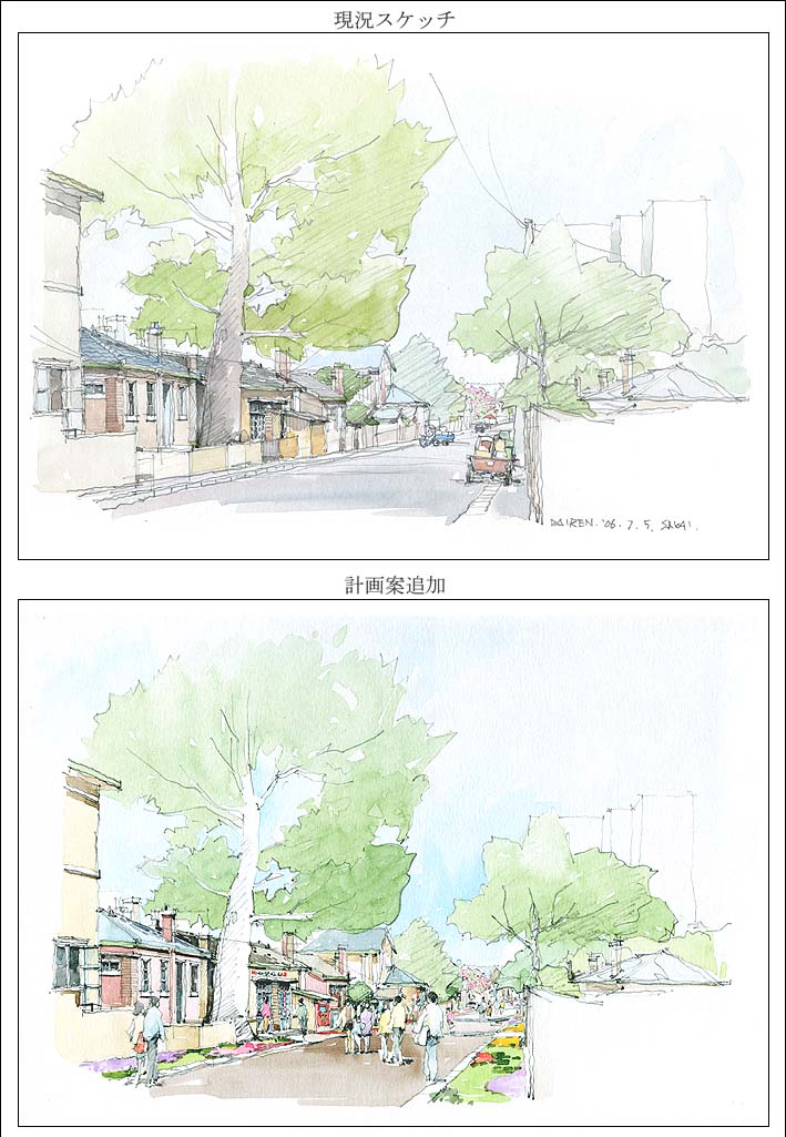風景画タッチパース　perspective painted with watercolors