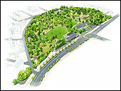 手描き観光公園パース　park perspective drawing