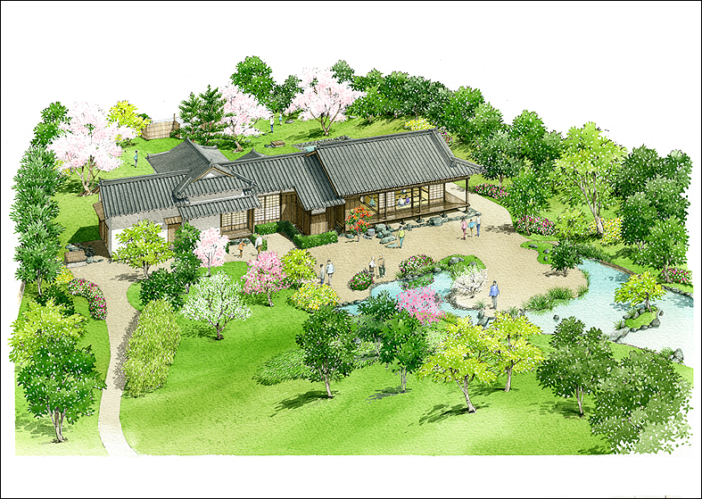 日本建築パース　cultural property perspective illustration