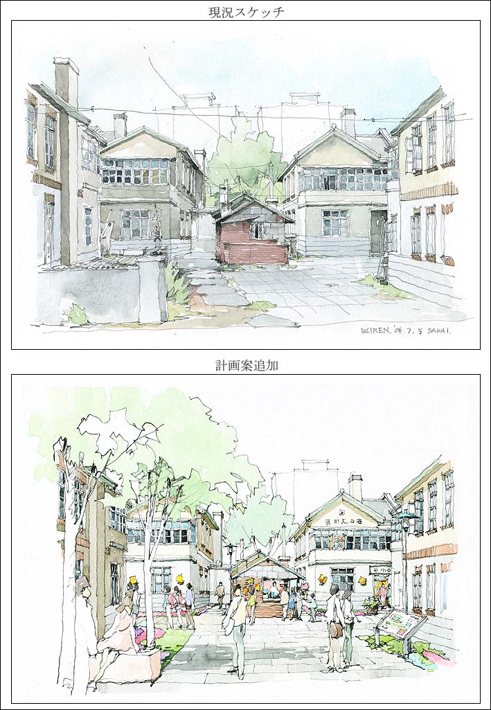 風景画タッチパース　perspective painted with watercolors