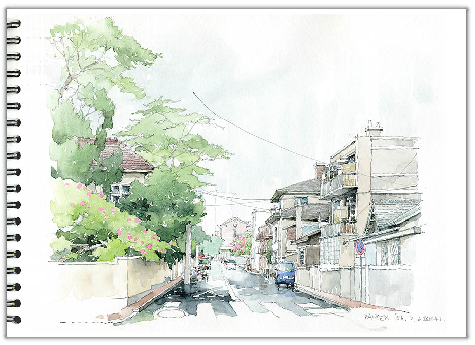 大連街並みスケッチ　Dalian watercolor sketch